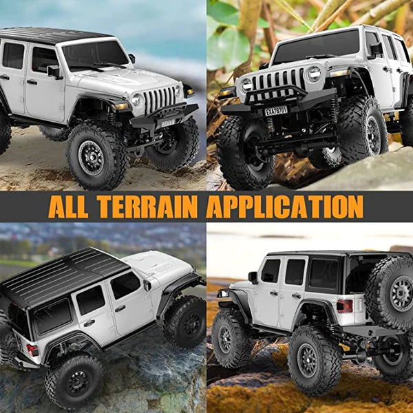 RACENT 1/24 RC Rock Crawlers RCS24 4WD Off Road All Terrain Splashproof Hobby Grade with LED Light (White)