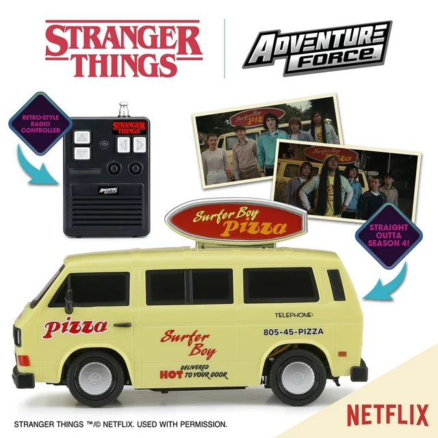 Stranger Things Remote Control Surfer Boy Pizza Van RC 2.4 GHz