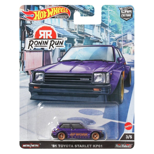 2022 Hot Wheels Car Culture Ronin Run '81 Toyota Starlet KP61 1:64 Diecast Car