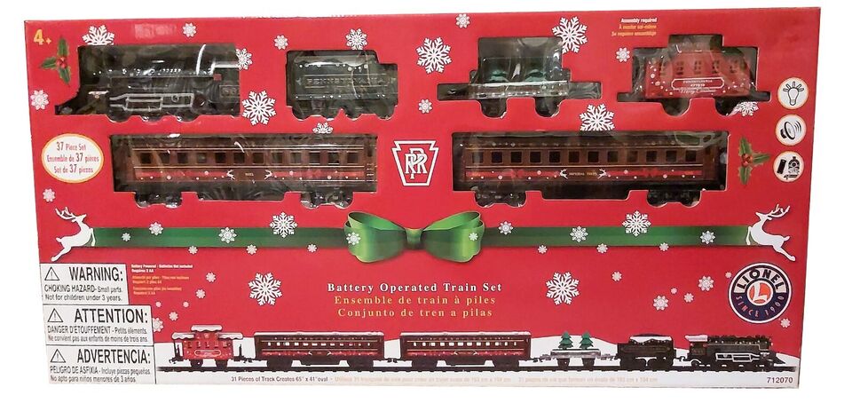 Lionel 37-Piece Christmas Holiday Battery Operated Train Set, Pennsylvania Flyer