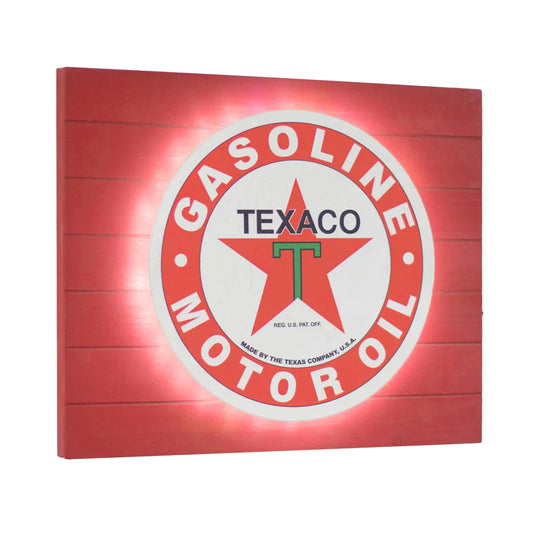 TEXACO GASOLINE & MOTOR OIL METAL BACKLIT LED SIGN – 15" X 18"