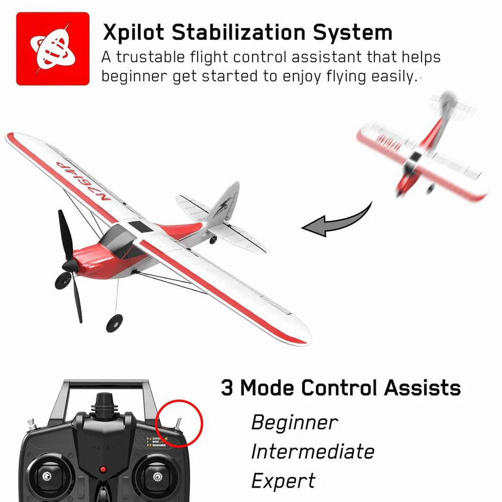 VOLANTEXRC Sport Cub 500 4Ch RC Trainer Airplane w- 6-Axis Gyro One-key Aerobatic Park flyer (761-4) RTF Red