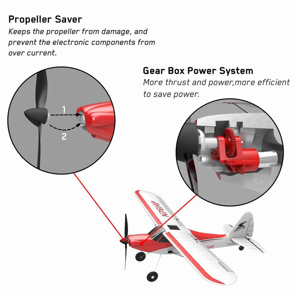 VOLANTEXRC Sport Cub 500 4Ch RC Trainer Airplane w- 6-Axis Gyro One-key Aerobatic Park flyer (761-4) RTF Red