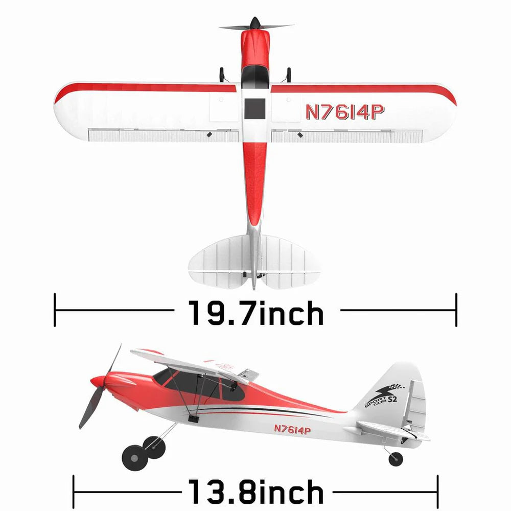 VOLANTEXRC Sport Cub 500 4Ch RC Trainer Airplane w- 6-Axis Gyro One-key Aerobatic Park flyer (761-4) RTF Red