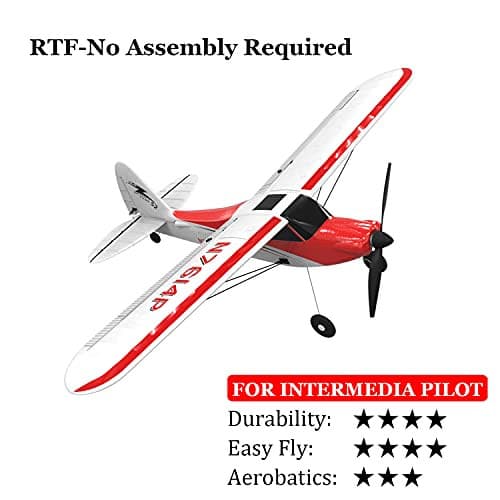 VOLANTEXRC Sport Cub 500 4Ch RC Trainer Airplane w- 6-Axis Gyro One-key Aerobatic Park flyer (761-4) RTF Red