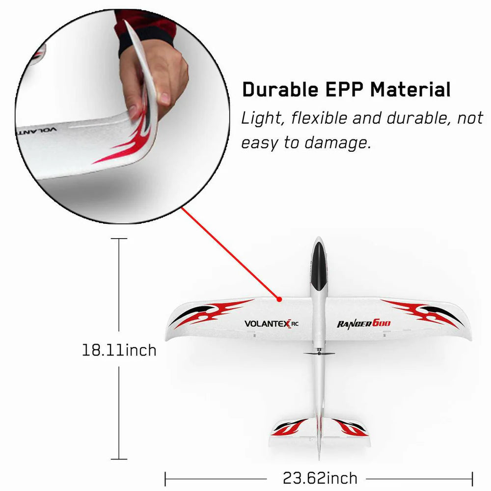 VOLANTEXRC Ranger600 RC Glider w- Xpilot Stabilizer and One Key U-turn for Kids (761-2) RTF