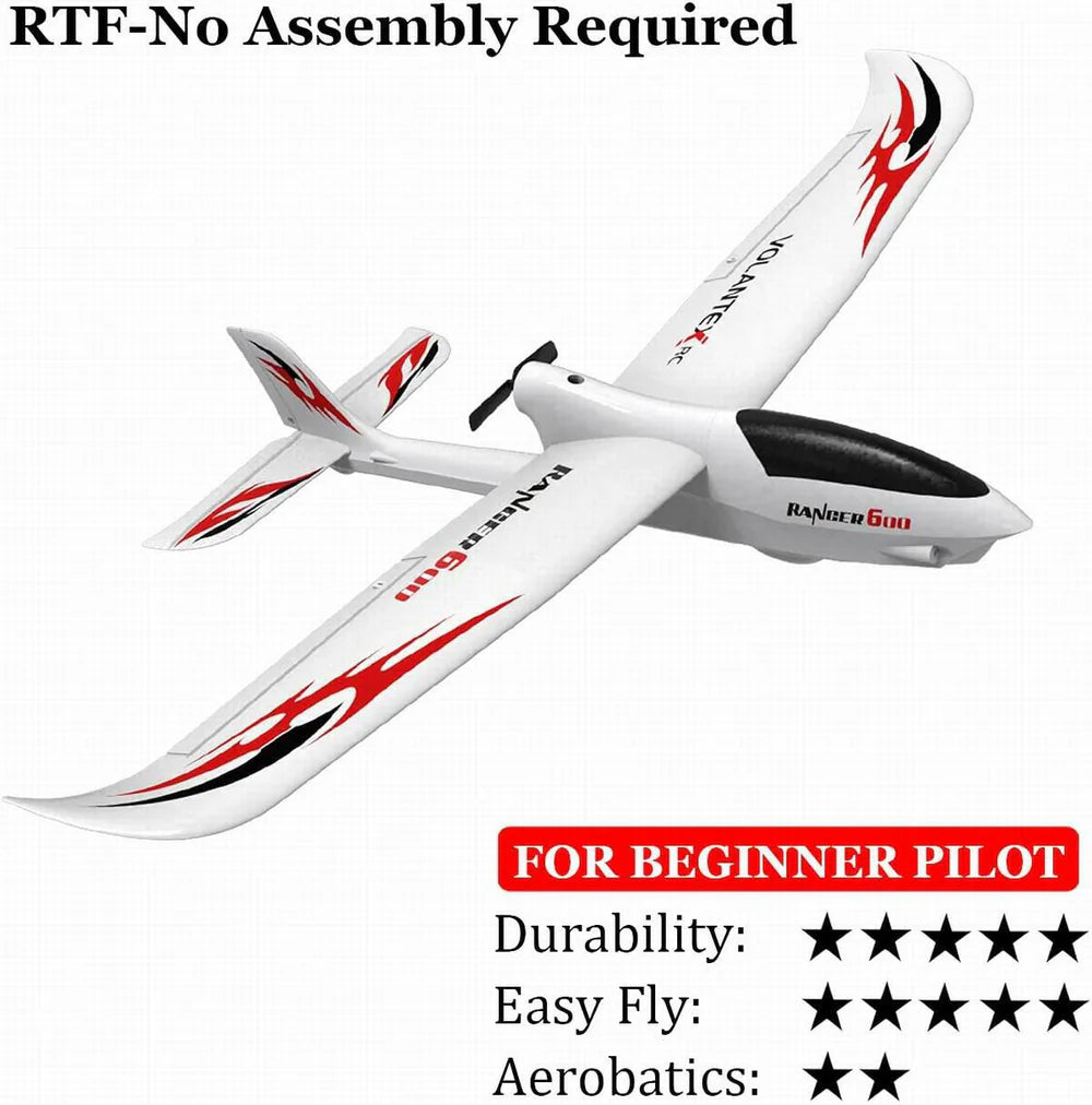 VOLANTEXRC Ranger600 RC Glider w- Xpilot Stabilizer and One Key U-turn for Kids (761-2) RTF