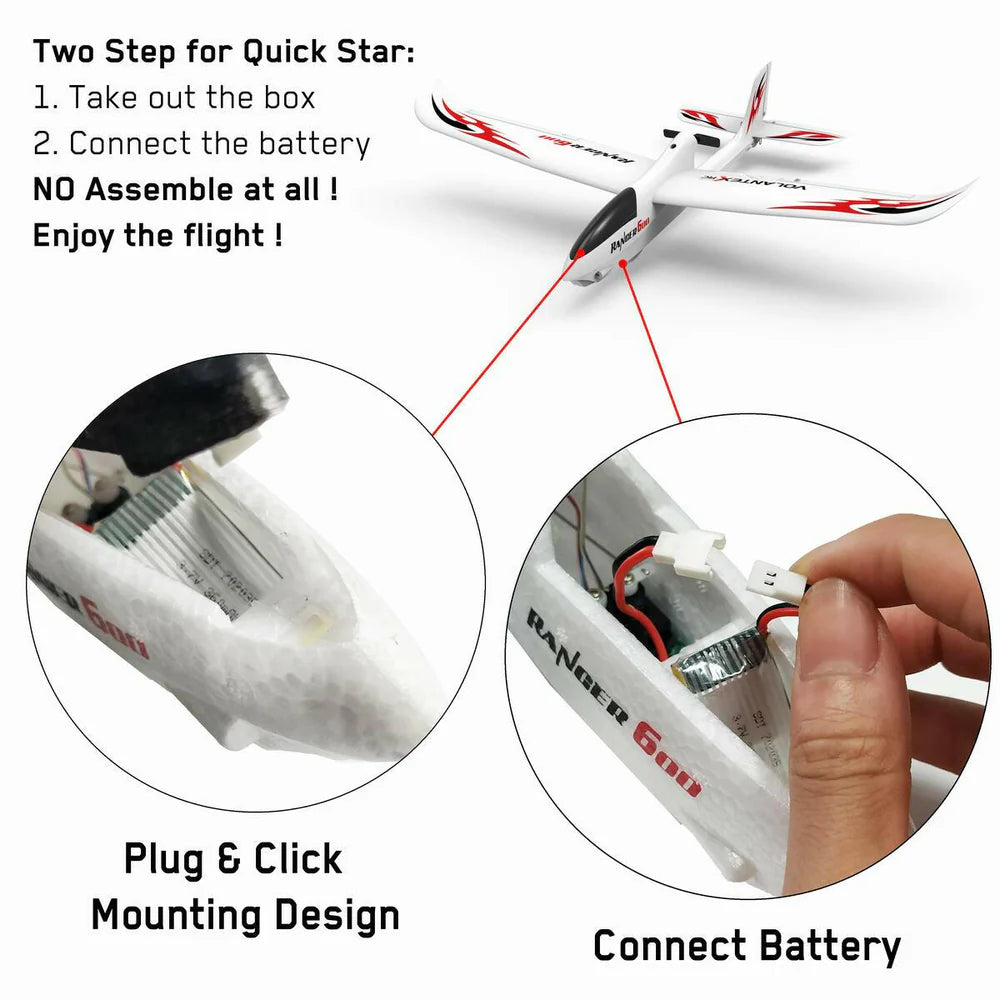 VOLANTEXRC Ranger600 RC Glider w- Xpilot Stabilizer and One Key U-turn for Kids (761-2) RTF