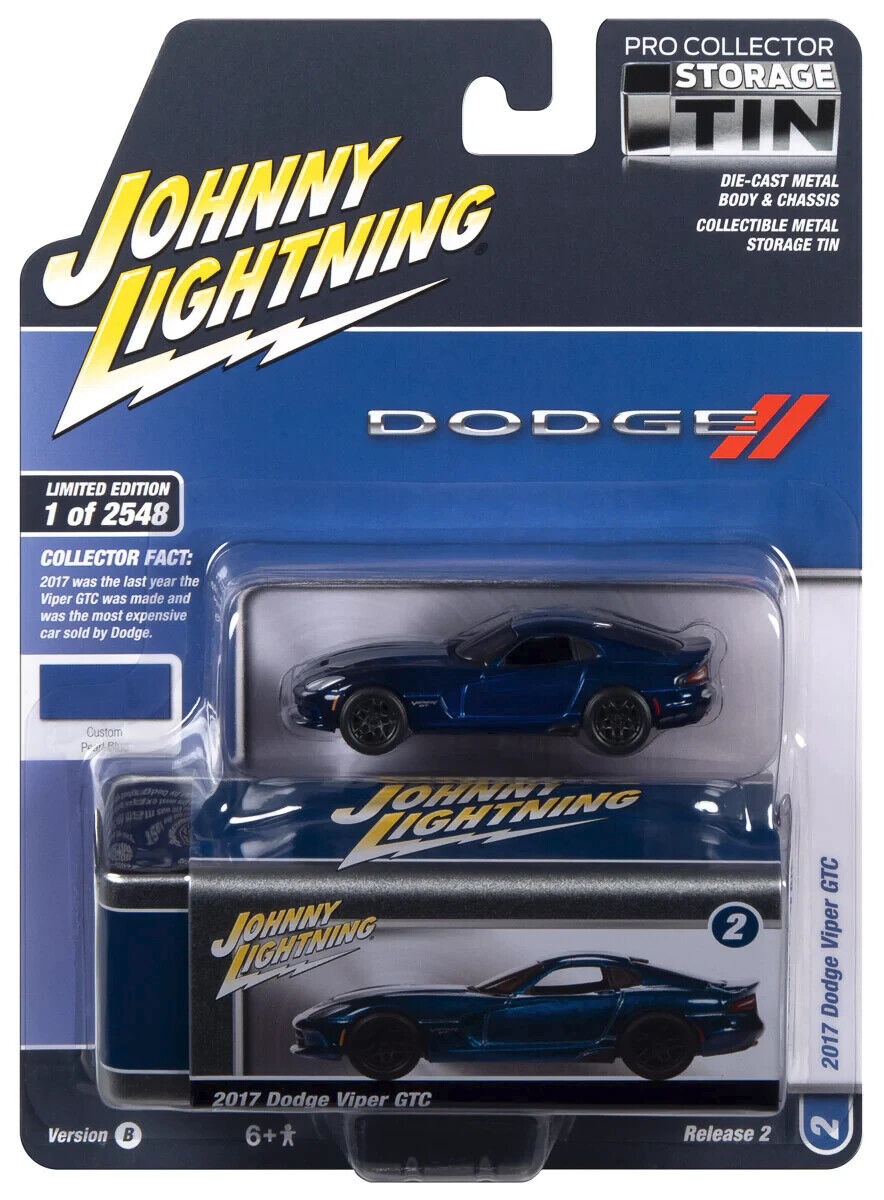 2017 Dodge Viper GTC Blue w Tin Johnny Lightning 1:64 Die-cast