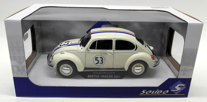 Solido 1/18 Scale Diecast - S1800505 VW Beetle Race #53 Herbie White Model Car