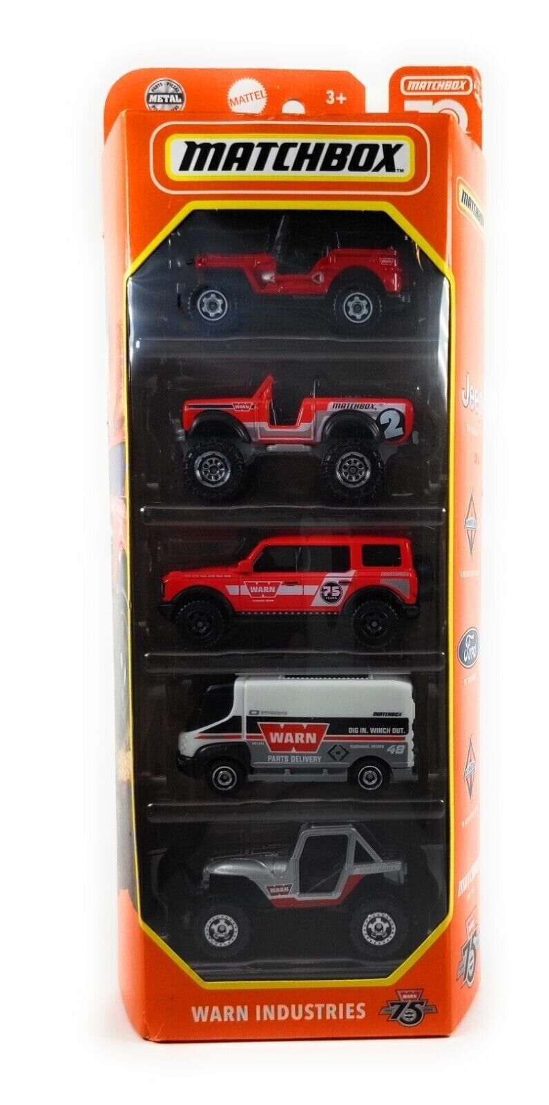 Matchbox 5 Pack Warn Industries 70 Year Vehicles Metal Die-cast New