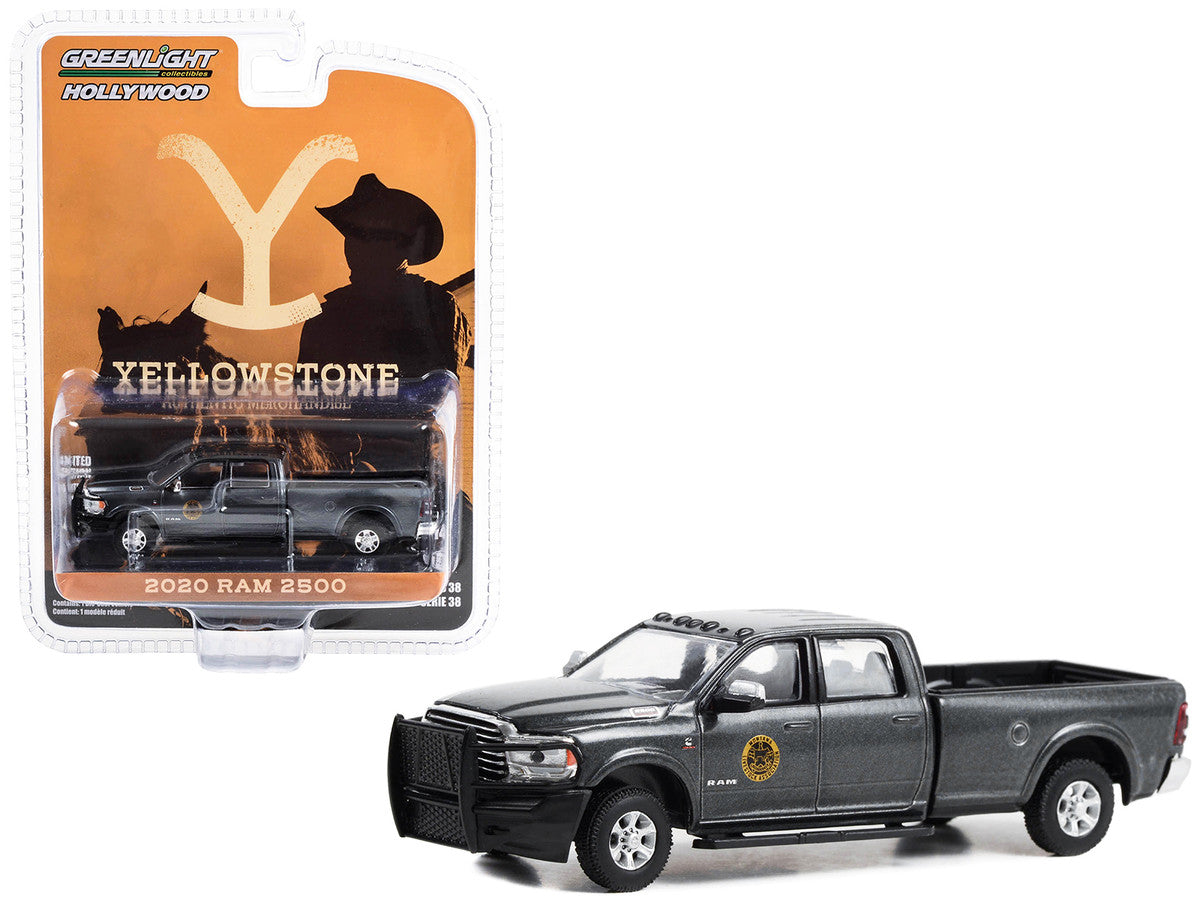 2020 Ram 2500 Pickup Truck Dark Gray Metallic "Montana Livestock Association" "Yellowstone" (2018-Current) TV Series "Hollywood Series" Release 39 1/64 Diecast Model Car by Greenligh