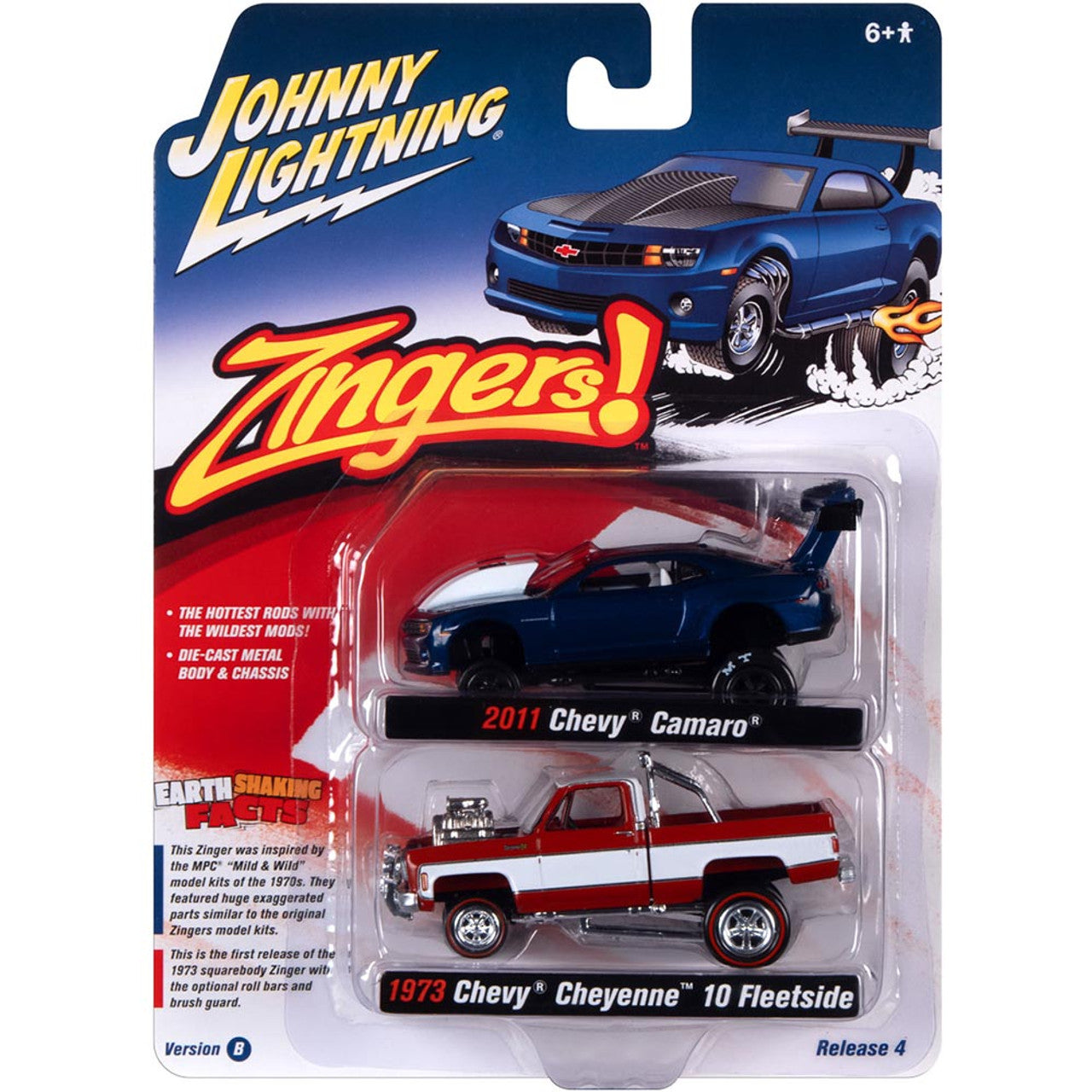 Zingers Collection B - 2011 Camaro & 1973 Chevy Cheyenne 1:64 Scale Diecast Replica Model by Johnny Lightning