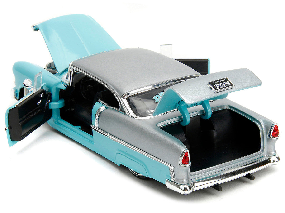 1955 Chevrolet Bel Air Light Blue and Silver Metallic "Bad Guys" "Bigtime Muscle" Series 1/24 Diecast Model Car by Jada