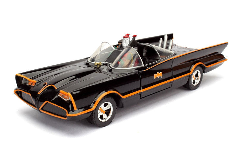 1966 Classic TV Series Batmobile with Diecast Batman and Plastic Robin in the car 1/24 Diecast Model Car by Jada