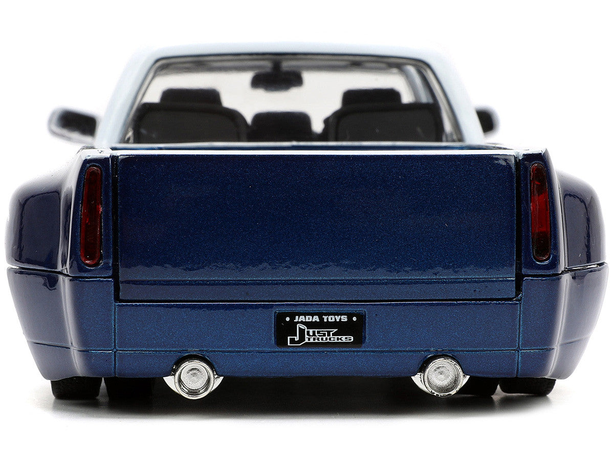 1999 Chevrolet Silverado Dually Pickup Truck Blue Metallic and White with Red Stripes with Extra Wheels "Just Trucks" Series 1/24 Diecast Model Car by Jada