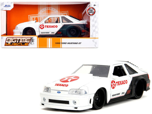 1989 Ford Mustang GT "Texaco" White and Matt Black with Graphics "Bigtime Muscle"