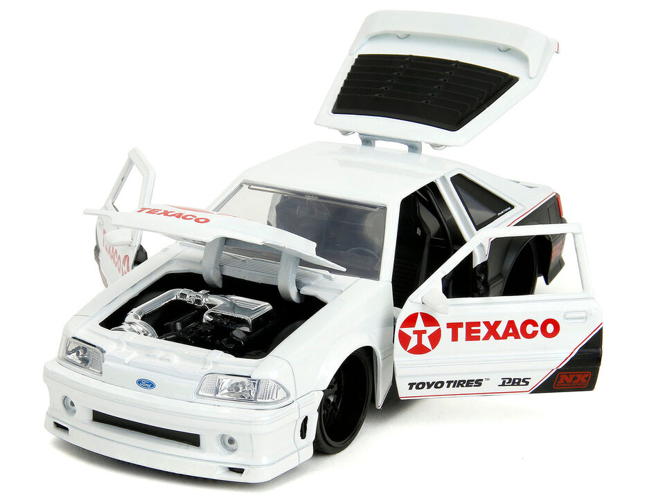 1989 Ford Mustang GT "Texaco" White and Matt Black with Graphics "Bigtime Muscle"