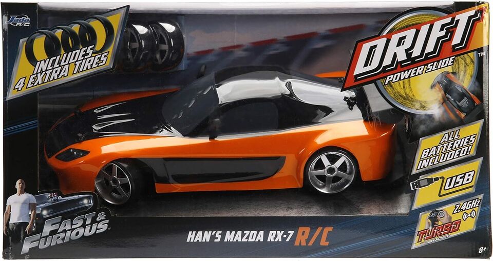 Jada Toys Fast & Furious Han’s Mazda RX-7 Drift RC Car 1: 10 Scale 1:10