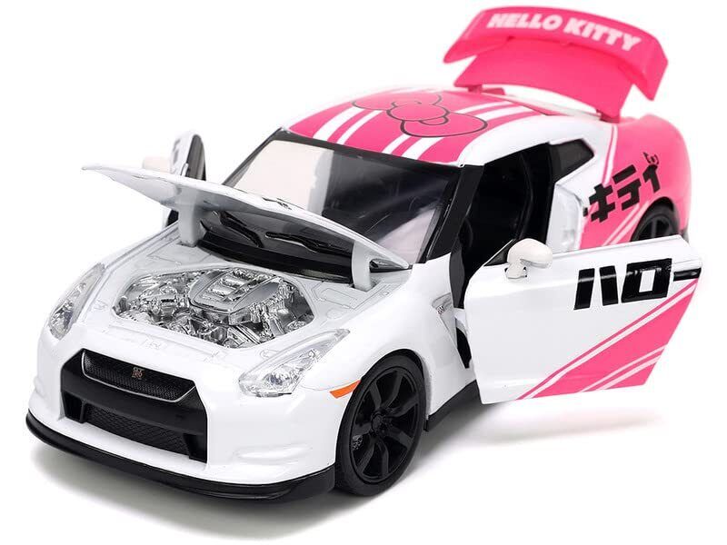 JADA TOYS 1/24 Nissan GT-R (R35) 2009 Hello Kitty Figure Hello Kitty Nissan GT-R