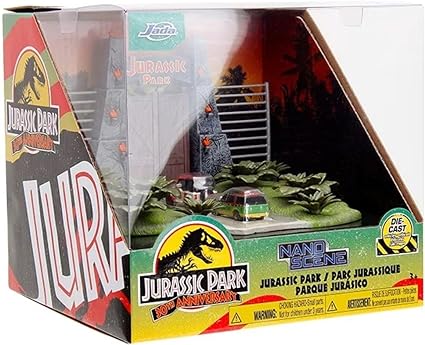 Jada Nano "Hollywood Rides" Nano Scene Jurassic Park With 2 Vehicles