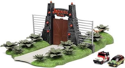 Jada Nano "Hollywood Rides" Nano Scene Jurassic Park With 2 Vehicles