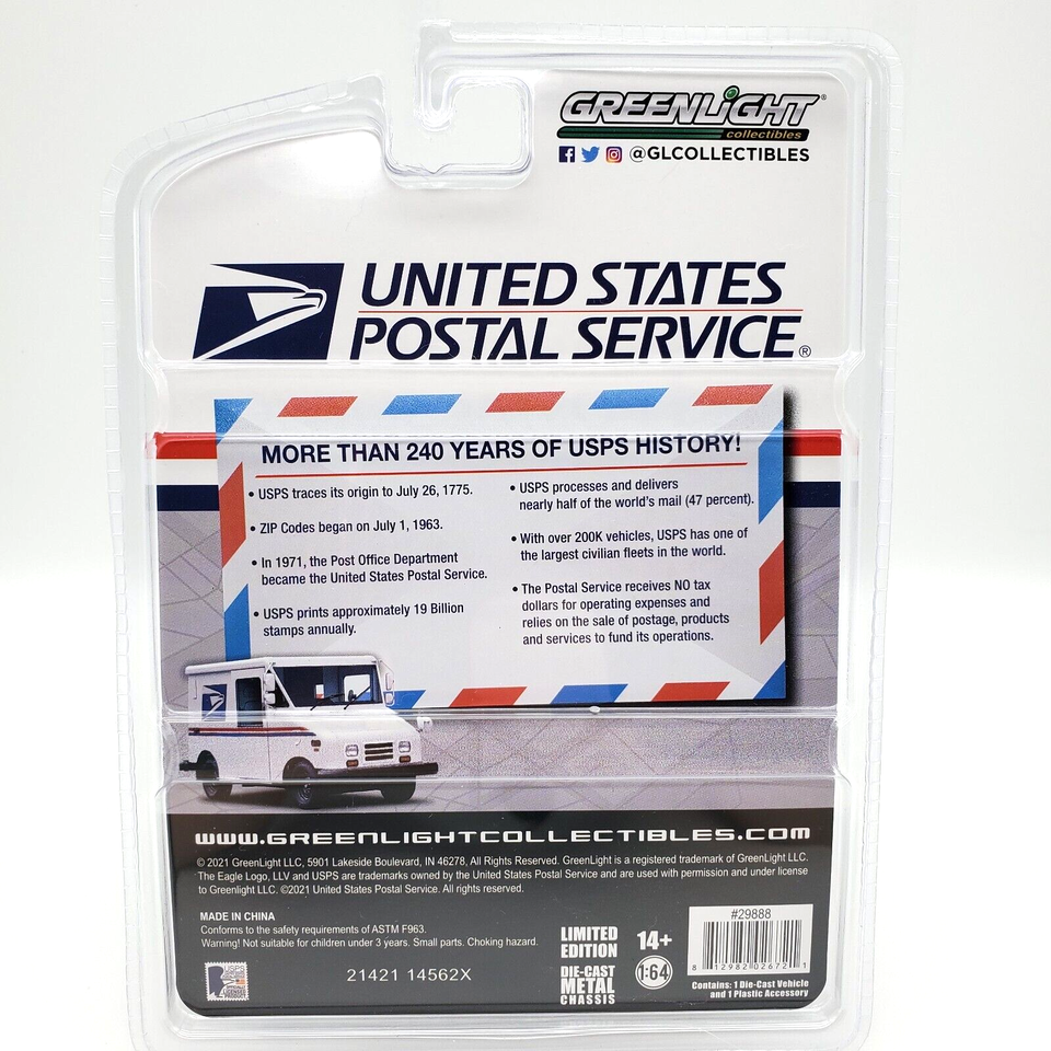 Greenlight 1:64 USPS LLV Postal Delivery Vehicle & Mailbox