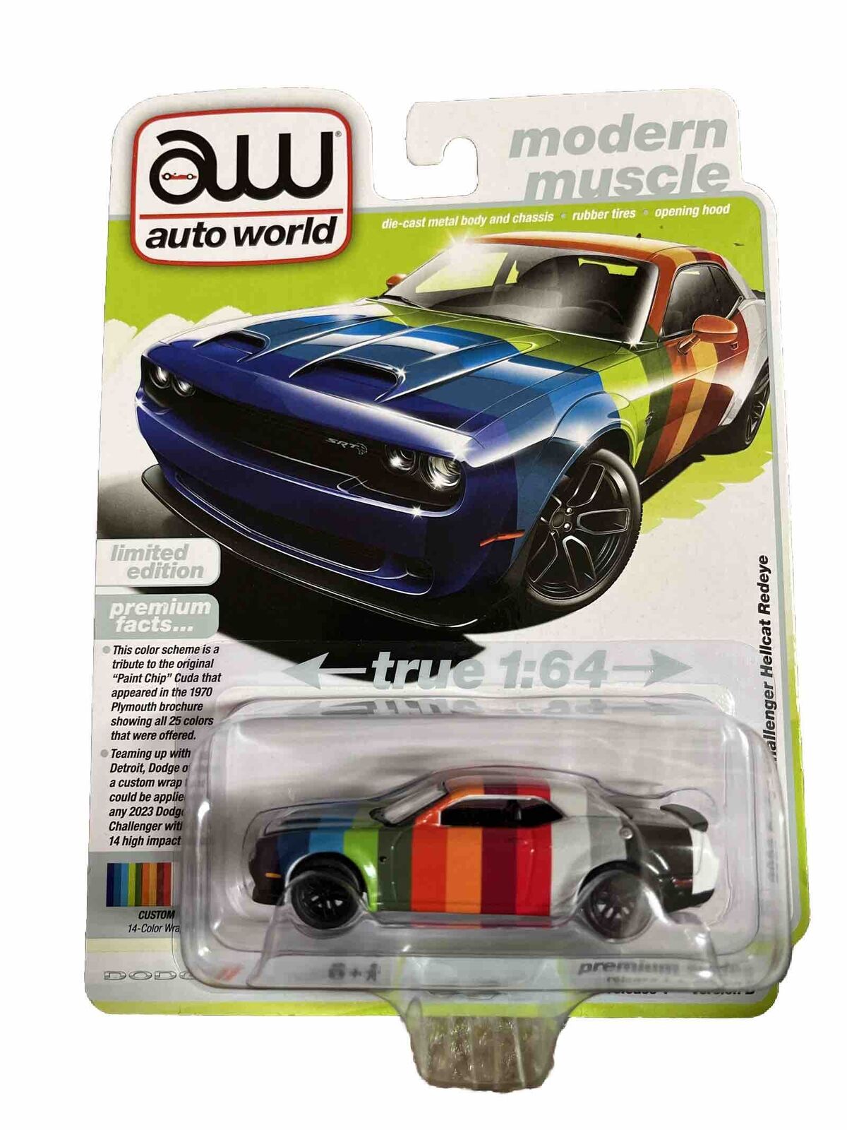 Auto World Paint Swatch ‘23 Dodge Challenger Hellcat Redeye (14 Factory Colors)