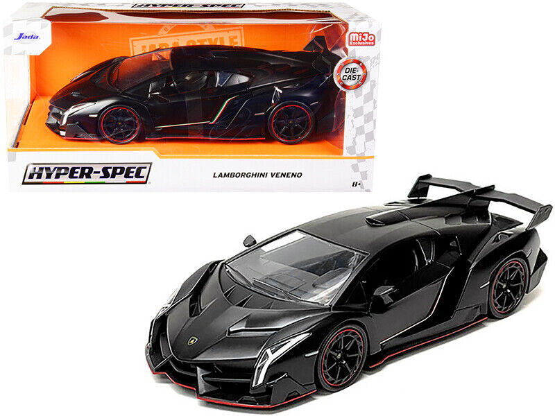 Jada 33815Lamborghini Veneno Matt Black "Hyper-Spec" Series 1/24 Diecast Model