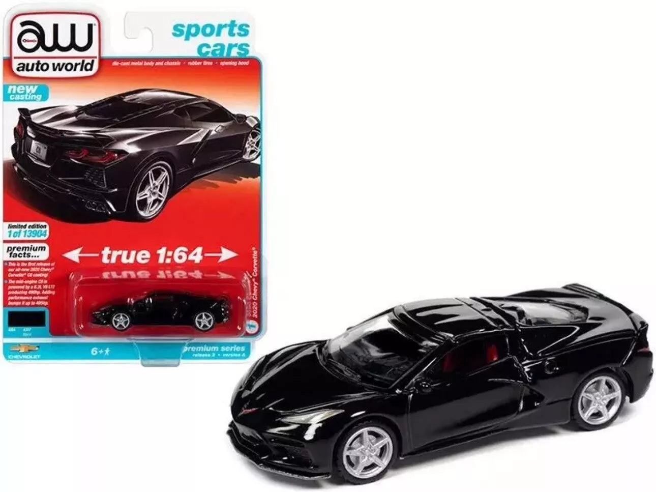 Auto World 2020 Chevy Corvette Black Sports Car Premium Series 1/64