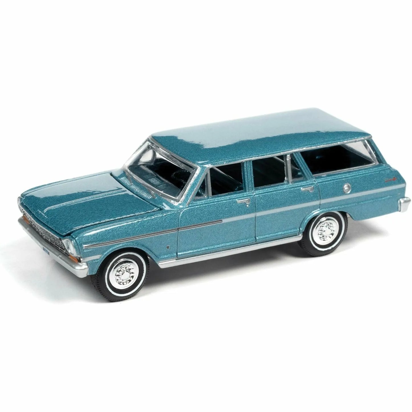 Auto World 1:64 1963 Chevrolet II Nova 400 Station Wagon Azure Aqua Poly AWS067B