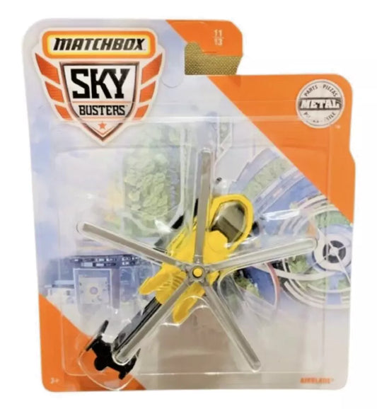 2020 Matchbox SKY BUSTERS AIRBLADE Yellow Helicopter 11/13 1:64