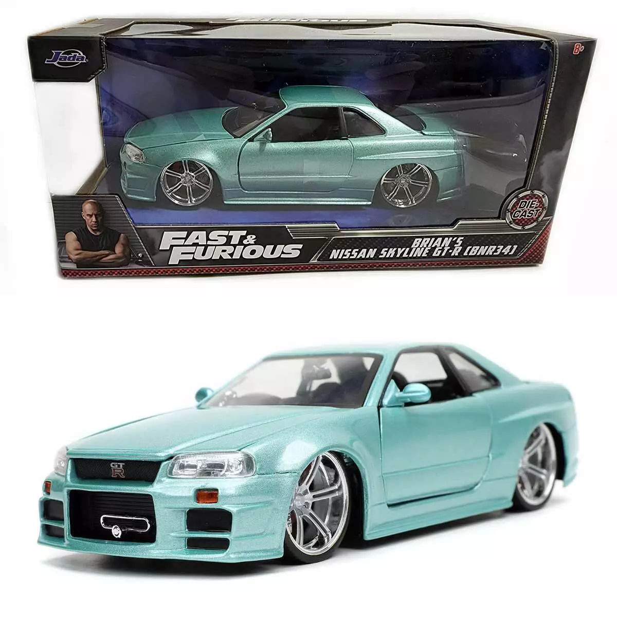 Jada Fast & Furious: Brian's Nissan Skyline GT-R R34 (Turquoise) 1/24 Scale