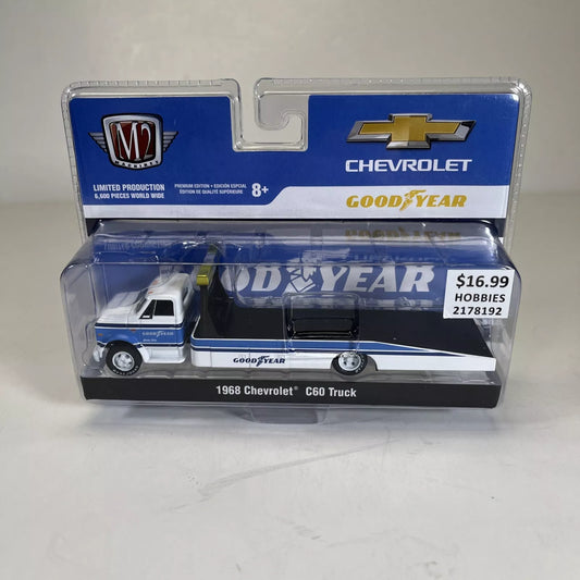 LIMITED NEW M2 MACHINES 1968 CHEVROLET C60 TRUCK GOODYEAR 1:64 BLUE W/ STRIPES