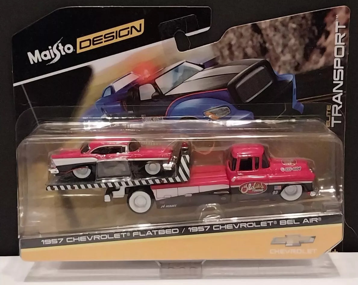 1957 Chevy Flatbed & 1957 Bel Air Transport Collection 1:64 Scale Diecast Maisto