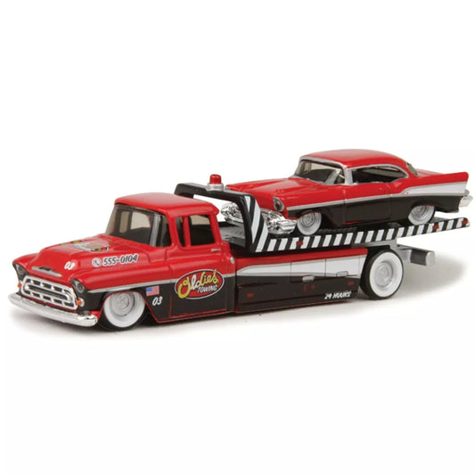 1957 Chevy Flatbed & 1957 Bel Air Transport Collection 1:64 Scale Diecast Maisto