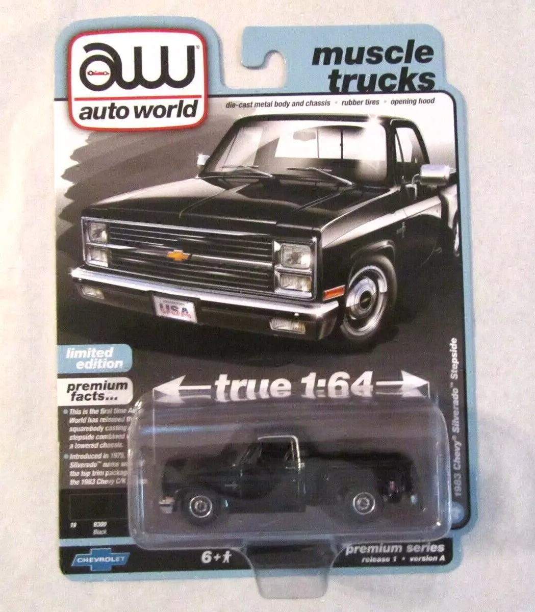 AW Auto World Muscle Trucks Black 1983 CHEVY SILVERADO STEPSIDE TRUCK