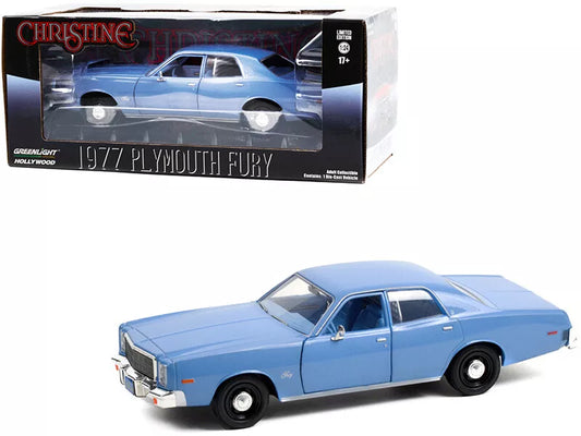 1/24 Greenlight CHRISTINE 1977 Plymouth Fury Rudolph Junkins Diecast Blue 84142