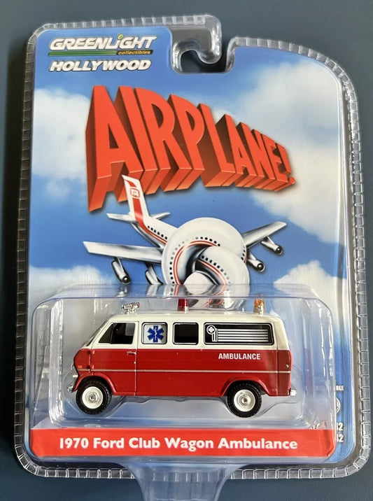 New 1970 Ford Club Wagon Ambulance "Airplane Movie" Die-Cast Greenlight Hollywood