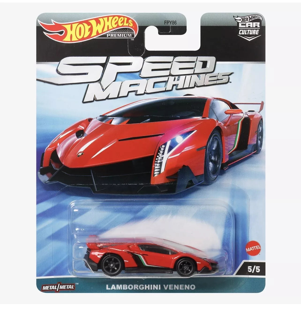 2023 Hot Wheels Premium Car Culture Speed Machines 5/5 Red Lamborghini Veneno