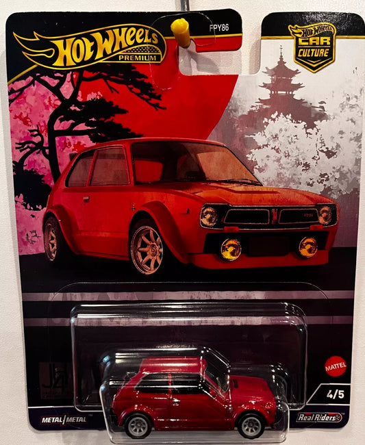 2024 HOT WHEELS PREMIUM CAR CULTURE JAPAN HISTORICS RED '73 HONDA CIVIC CUSTOM