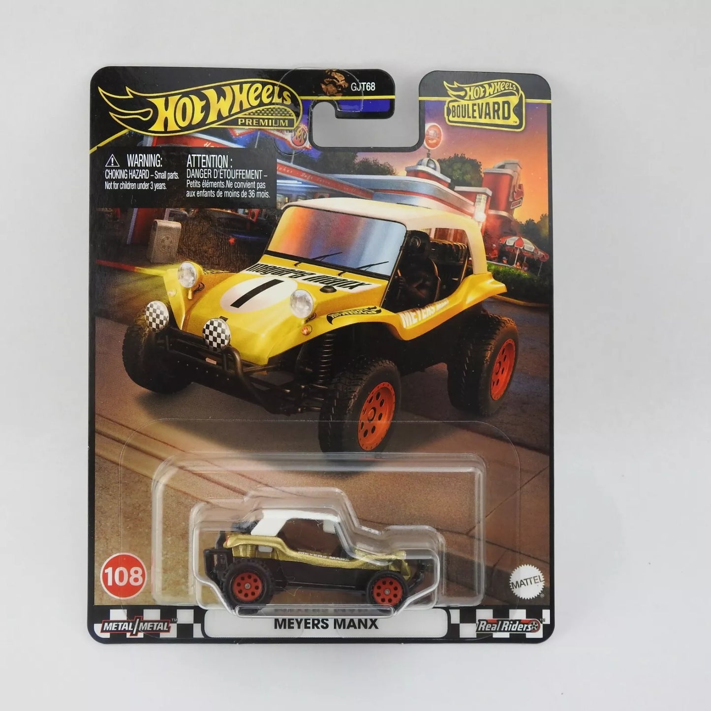 New 2024 Hot Wheels Premium Boulevard 108 MEYERS MANX Real Rider Gold Dune Buggy