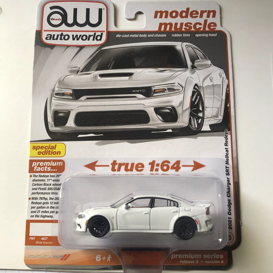 AUTOWORLD AWSP172A 1:64 2021 DODGE CHARGER SRT HELLCAT REDEYE (WHITE KNUCKLE)