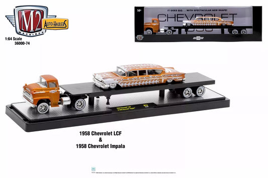 M2 Machines Auto Hauler 74 1958 Chevrolet LCF 1958 Chevrolet Impala R74 NEW