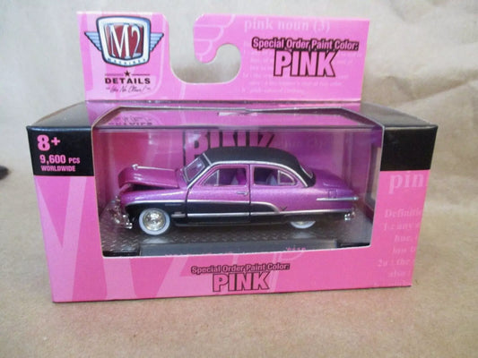 M2 Machines 1951 Ford Crestliner Pink & Black 1:64 Diecast Rubber Tires