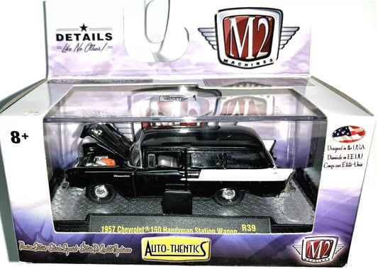 M2 MACHINES 1957 CHEVY 150 HANDYMAN STATION WAGON R39 BLACK/WHITE AUTO-THENTICS