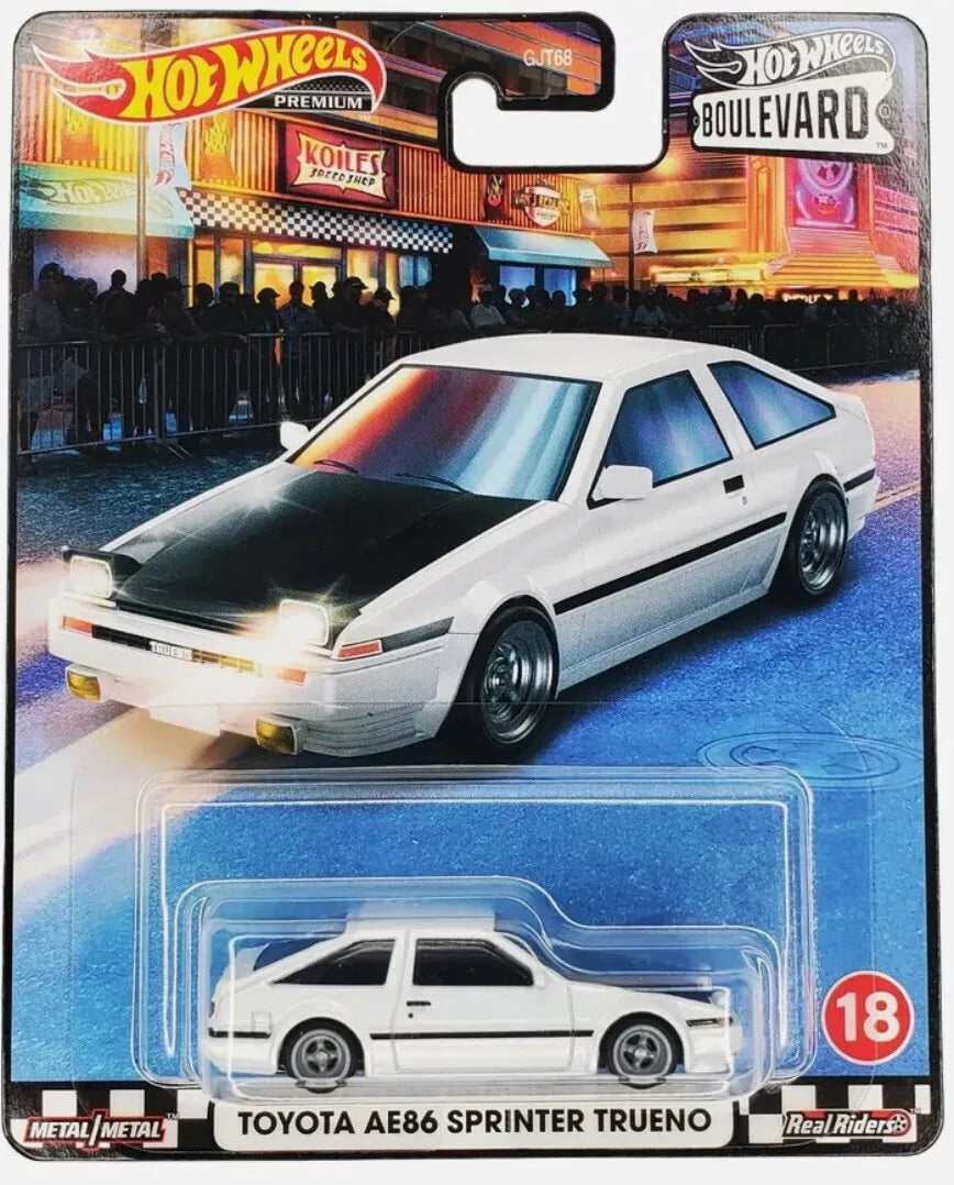 HOT WHEELS Toyota AE86 Sprinter Trueno White Car Boulevard 18 Premium 2020 (JDM)