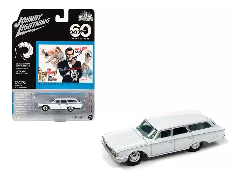 1960 FORD RANCH WAGON WHITE 007 JAMES BOND 1/64 JOHNNY LIGHTNING JLSP258