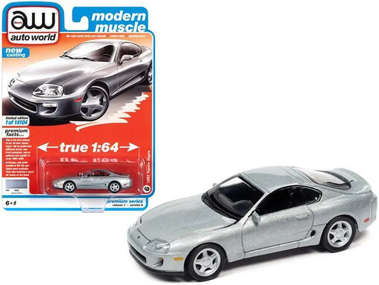 1993 Toyota Supra Alpine Silver 1:64 Diecast Model Car - Autoworld - 64302A