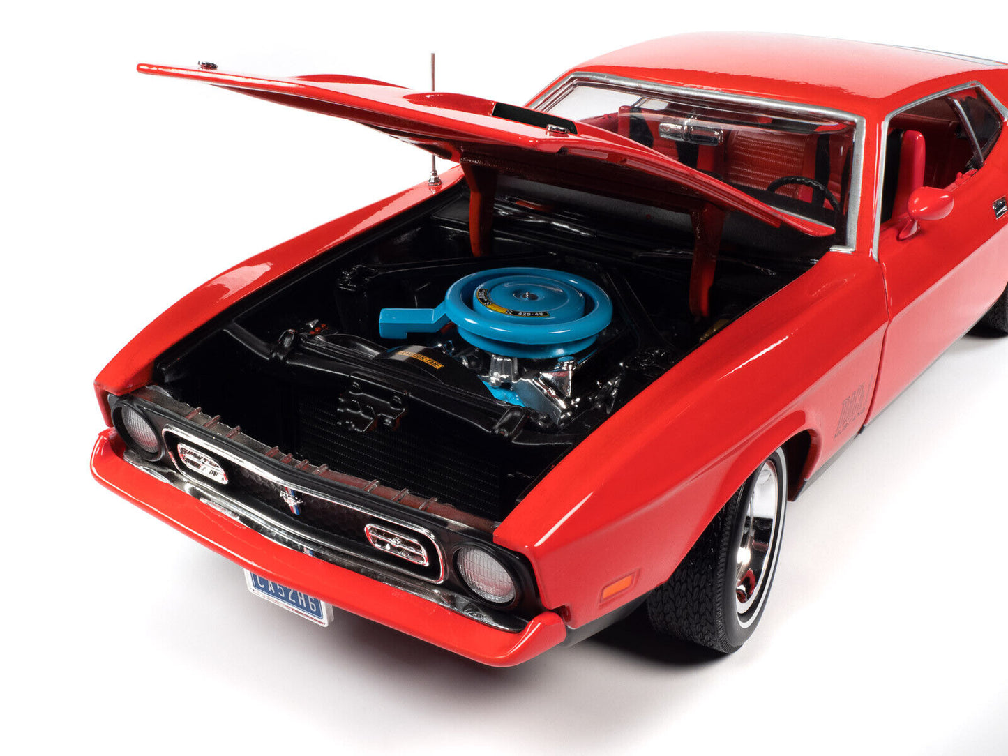 1971 Ford Mustang Mach 1 Bright Red with Red Interior (James Bond 007) "Diamonds are Forever" (1971) Movie 1/18 Diecast Model Car by Auto World
